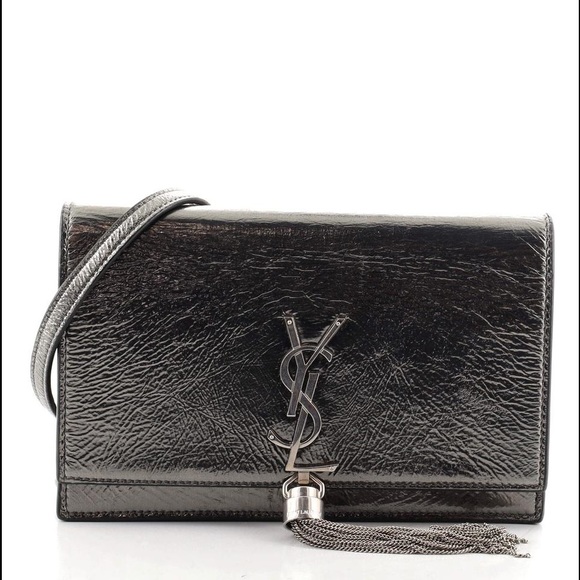 YSL wallet on Chain Wrinkled Metallic Leather Crosbody - Picture 2 of 13